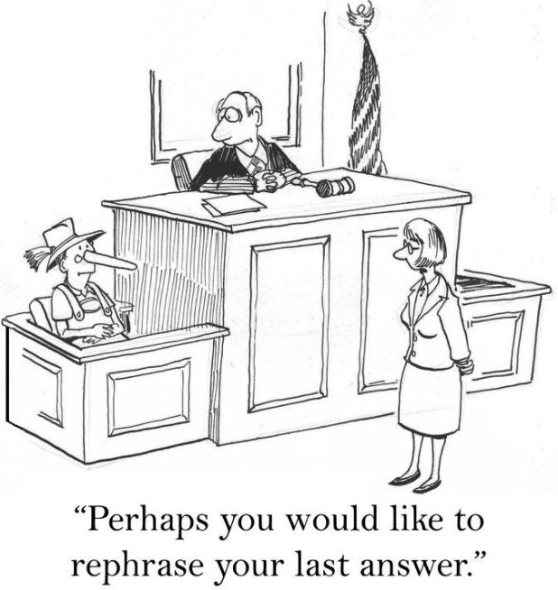 Cartoon of lying in court