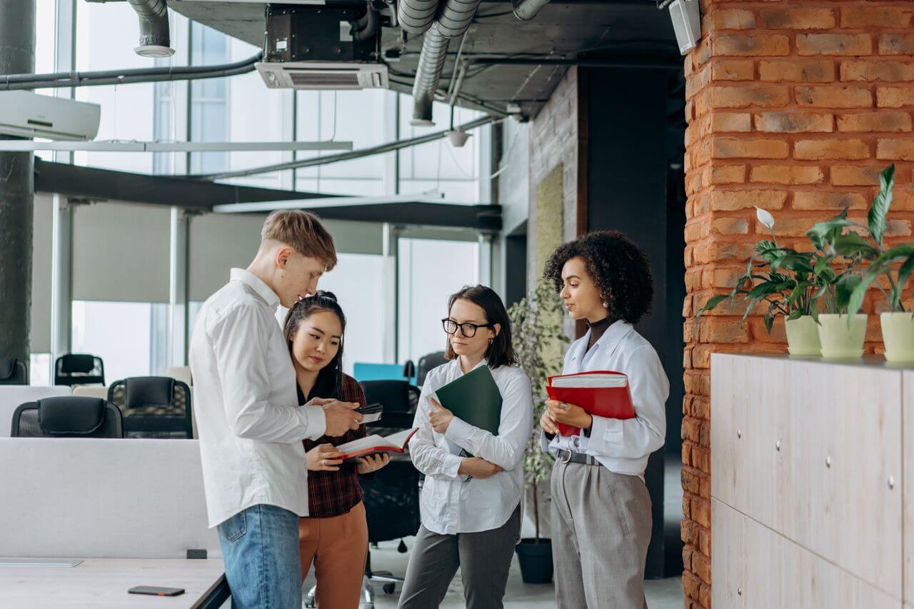 Colleagues collaborating in an inclusive workplace
